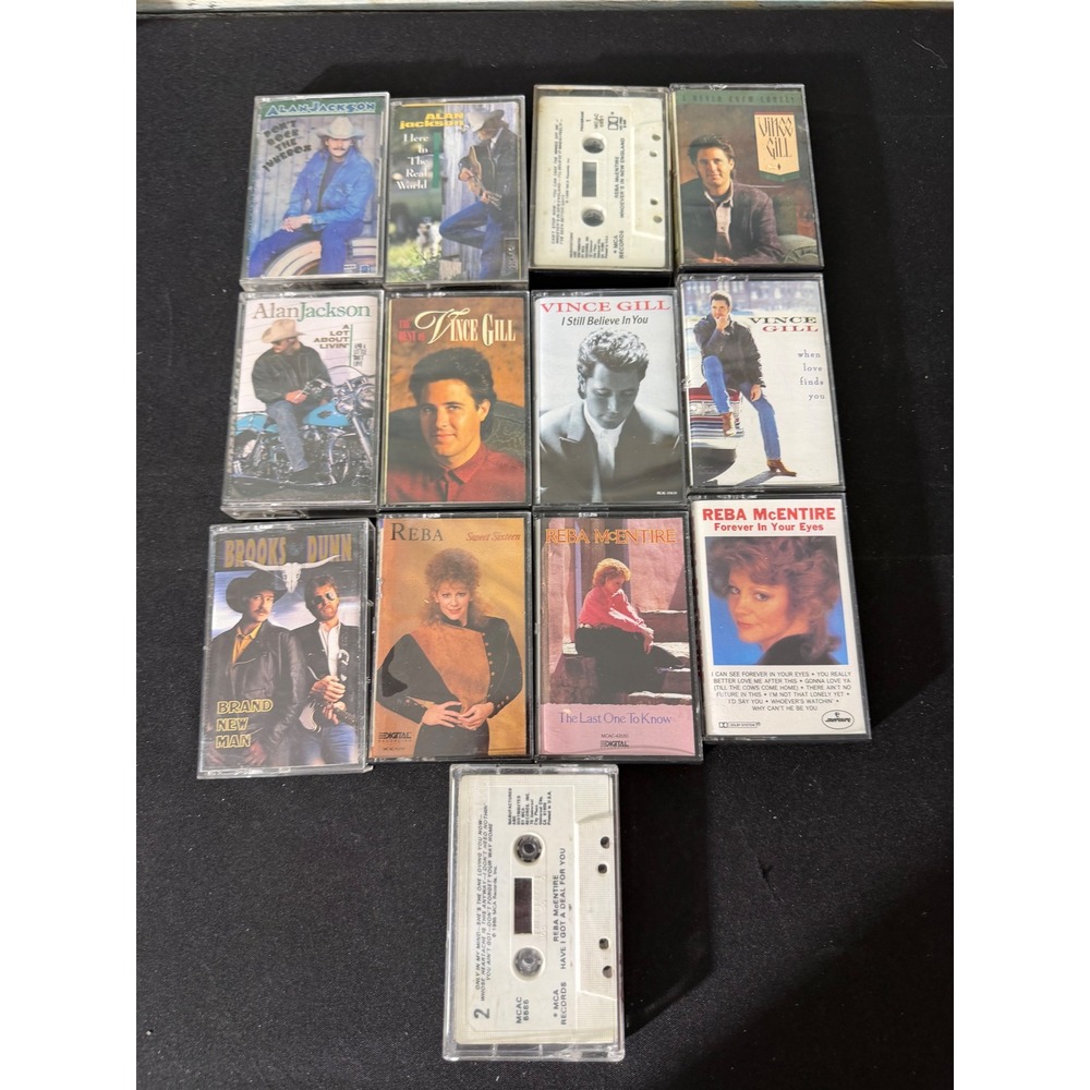 90s Country Cassette Lot 13 Alan Jackson Reba McEntire Vince Gill Brooks & Dunn